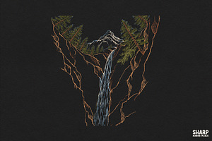 Majestic Mountain Waterfall And