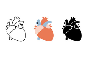 Heart icon set. Human internal organ, a Healthcare Illustration by GraphiShop