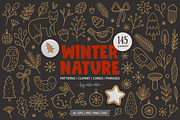 Winter Nature - Hand Drawn Kit, a Seasonal Illustration by miumiu (Thumbnail 1 of 15)