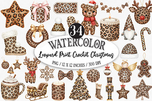 Leopard Print Crochet Christmas PNG, an Illustration by Designking