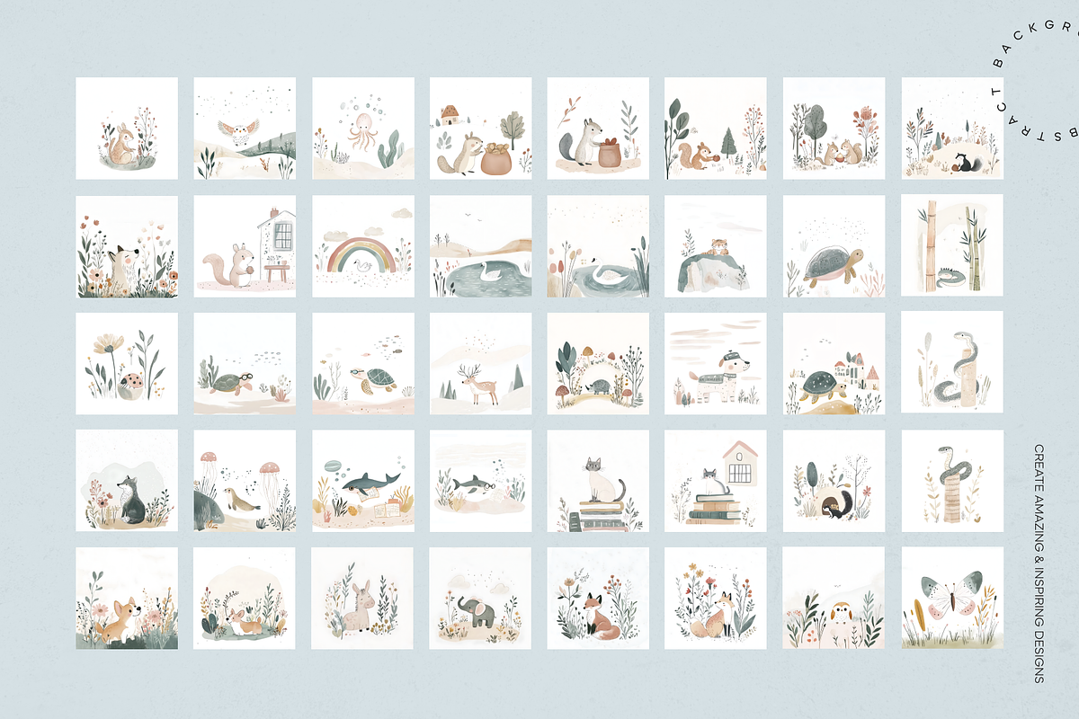 Watercolor Cute Animal Garden, an Animal Illustration by Lumeno (Photo 3 of 11)