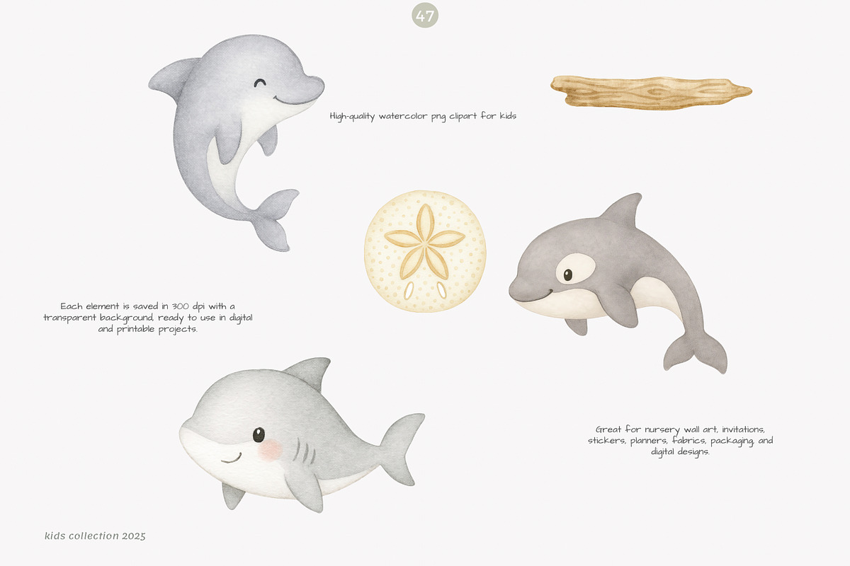 watercolor under the sea clipart, a Decorative Illustration by Pink Studio Art (Photo 4 of 9)