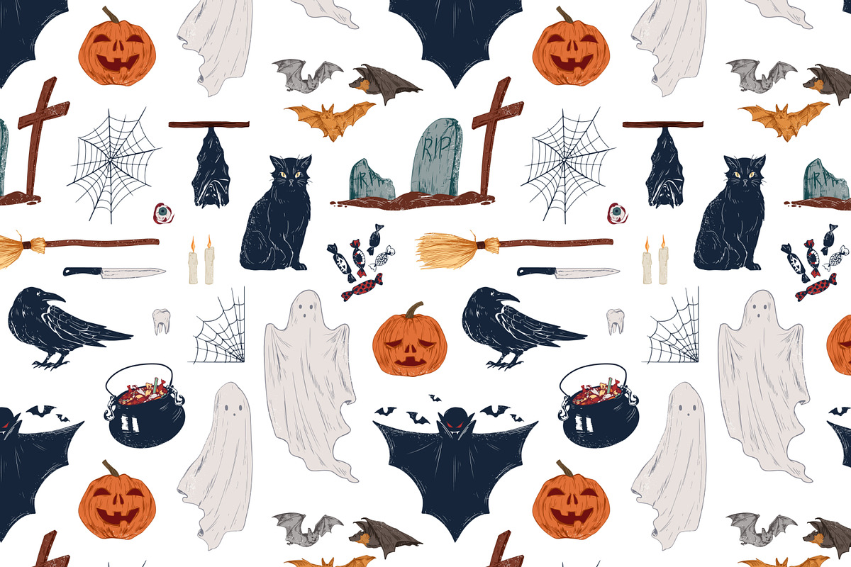 Halloween posters, cards, seamless, a Decorative Illustration by Good Studio (Photo 9 of 17)