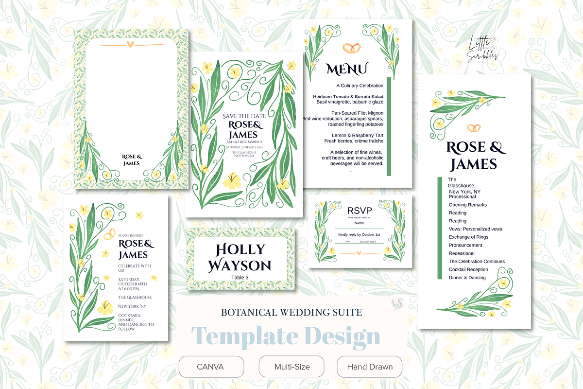 Botanical Wedding Invitation Suite, a Stationery Template by Little Creative Scribbles (Photo 1 of 7)