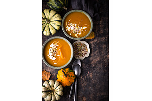 Vegetarian autumn pumpkin cream soup, a Food & Drink Photo by Yulia Furman