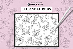 Procreate - Elegant Tattoo Flowers