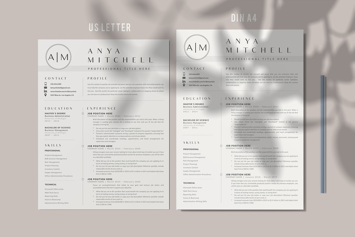 1, 2 and 3 Page Resume CV Design, a Resume Template by HIRED Design Studio (Photo 6 of 12)