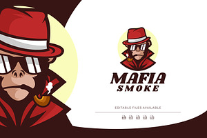 Mafia Monkey Mascot Cartoon Logo