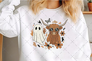 Floral Fall Highland Cow Ghost PNG, an Illustration by Craft Nest (Thumbnail 2 of 6)