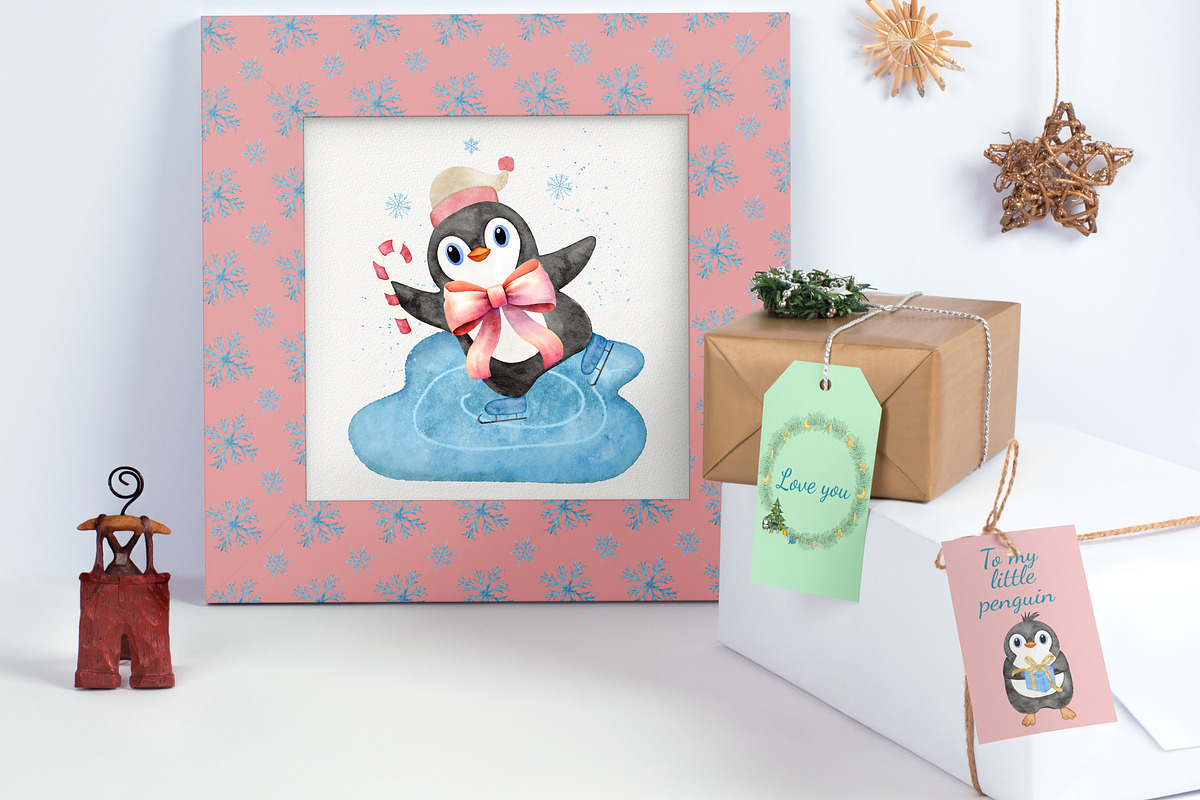 Penguin Winterland watercolor set, a Seasonal Illustration by Aurella Art (Photo 10 of 17)