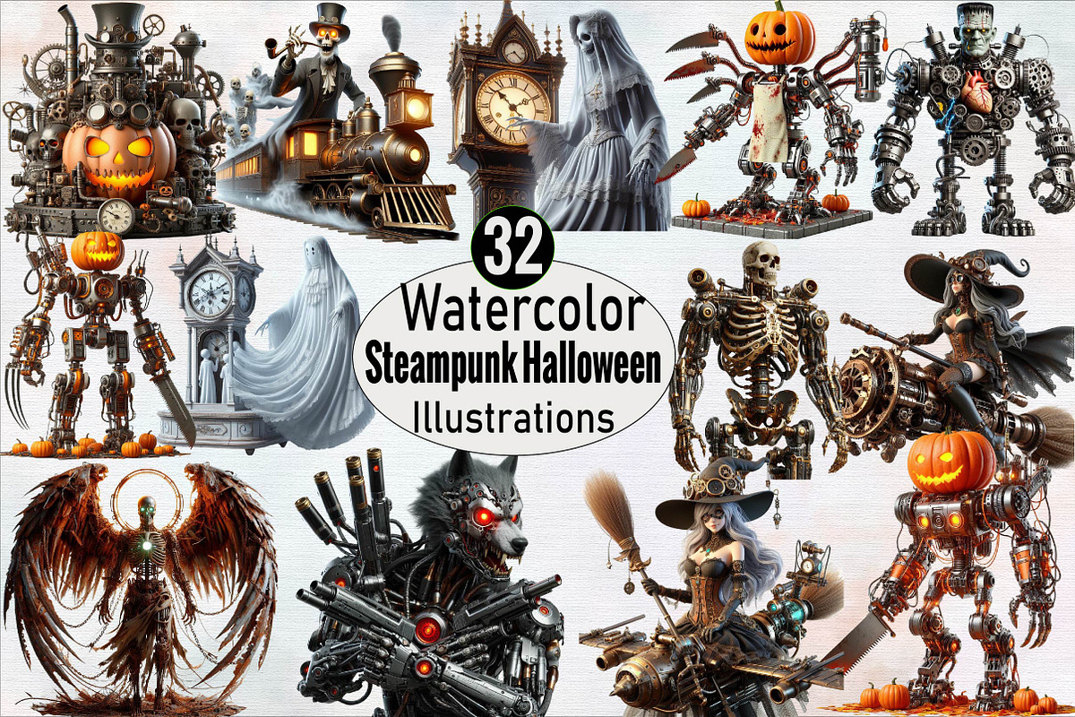 Steampunk Halloween Sublimation Cli, an Illustration by SVGArt (Photo 1 of 8)