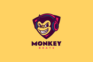 Mascot Monkey Beats Logo Design, a Branding & Logo Template by Artnivora.Std