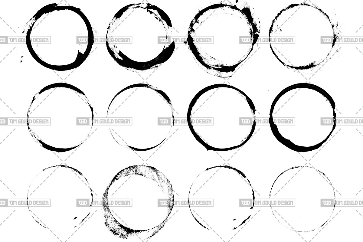 38 Grunge Ink Rings, a Texture Graphic by Tim Gould Design