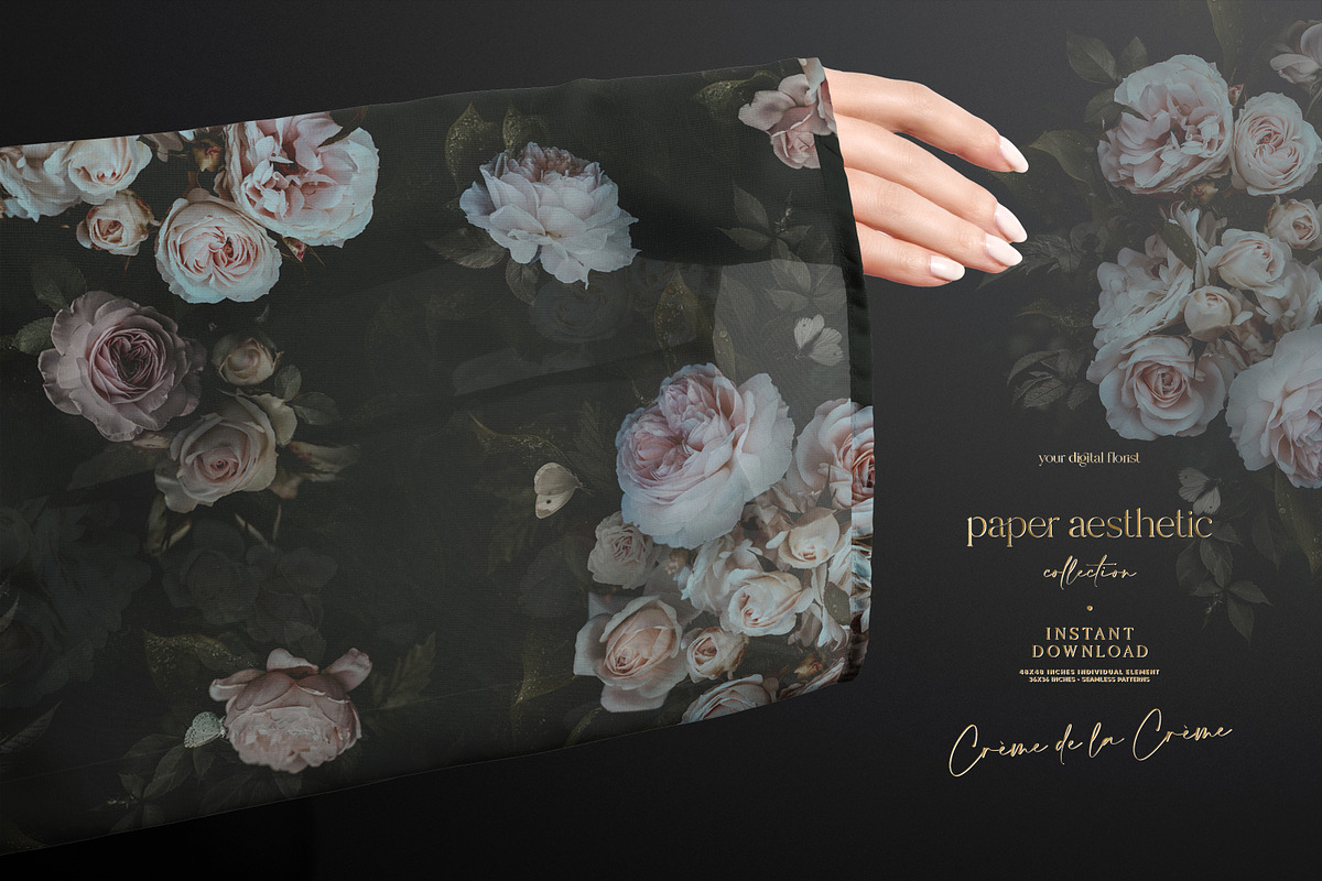 Pastel Dark Roses Wallpaper, a Pattern Graphic by paper aesthetic (Photo 8 of 10)