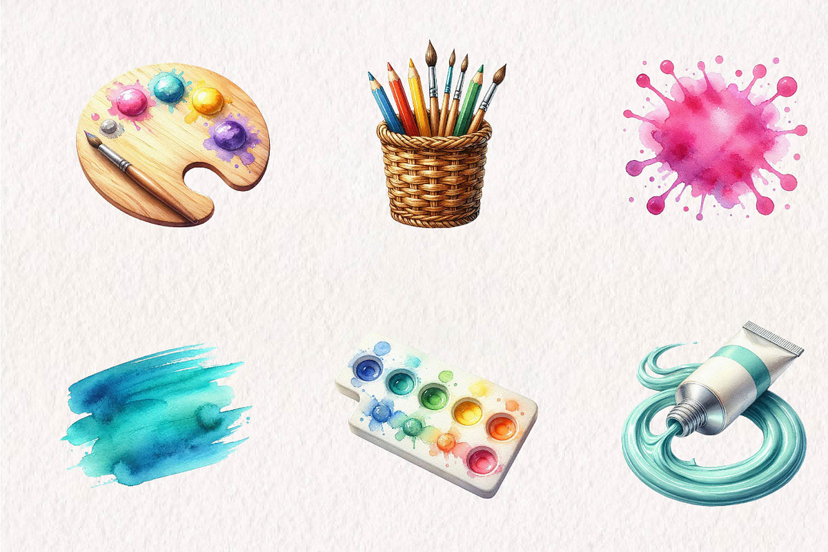 Watercolor Artist Clipart, a Seasonal Illustration by CreationArt (Photo 2 of 7)