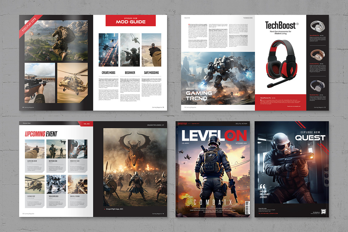 Gamer Magazine Template, a Magazine Template by BrandPacks