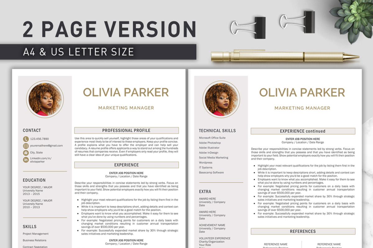 Resume Template with Photo, a Resume Template by Klamp Studio (Photo 3 of 9)