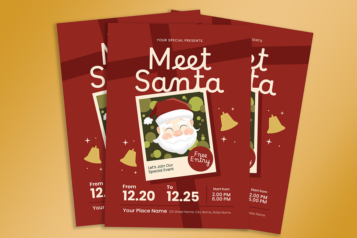 Meet Santa Event Flyer, a Flyer Template by Gumico Studio. (Photo 2 of 3)