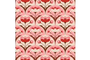 Geometric flower seamless pattern, an Object Illustration by YummyBuum