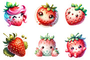 Cute Strawberry PNG Clipart Bundle, a Graphic by CitraGraphics (Thumbnail 3 of 4)