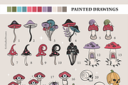 Retro mushrooms and skulls clipart, an Illustration by Siriliadka Dreams (Thumbnail 4 of 9)