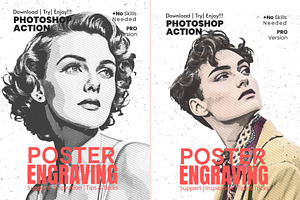Poster Engraving Photoshop Action, an Action Add-On by MRI STUDIO
