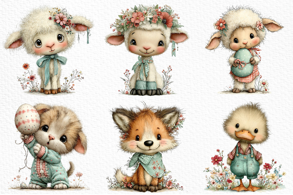 Whimsical Easter Gingham Clipart, an Illustration by Craft Nest (Photo 3 of 11)