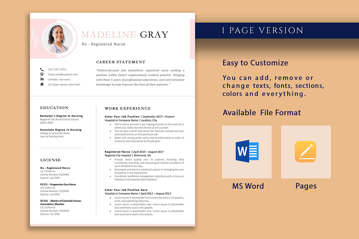RN Resume Template Nurse, a Resume Template by VictoriousVita (Photo 2 of 8)