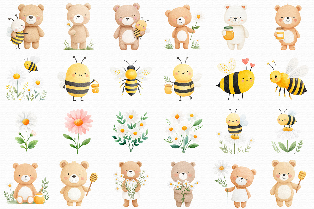 Honey Bee Daisy and Teddy Bear, an Illustration by Libby Wishes (Photo 2 of 7)