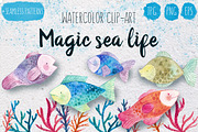 Magic sea life watercolor set, an Illustration by Maria Sem (Thumbnail 1 of 4)