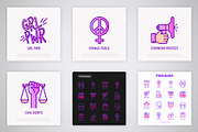 Feminism | 16 Thin Line Icons Set, an Outline Icon by Alex Blogoodf (Thumbnail 7 of 11)