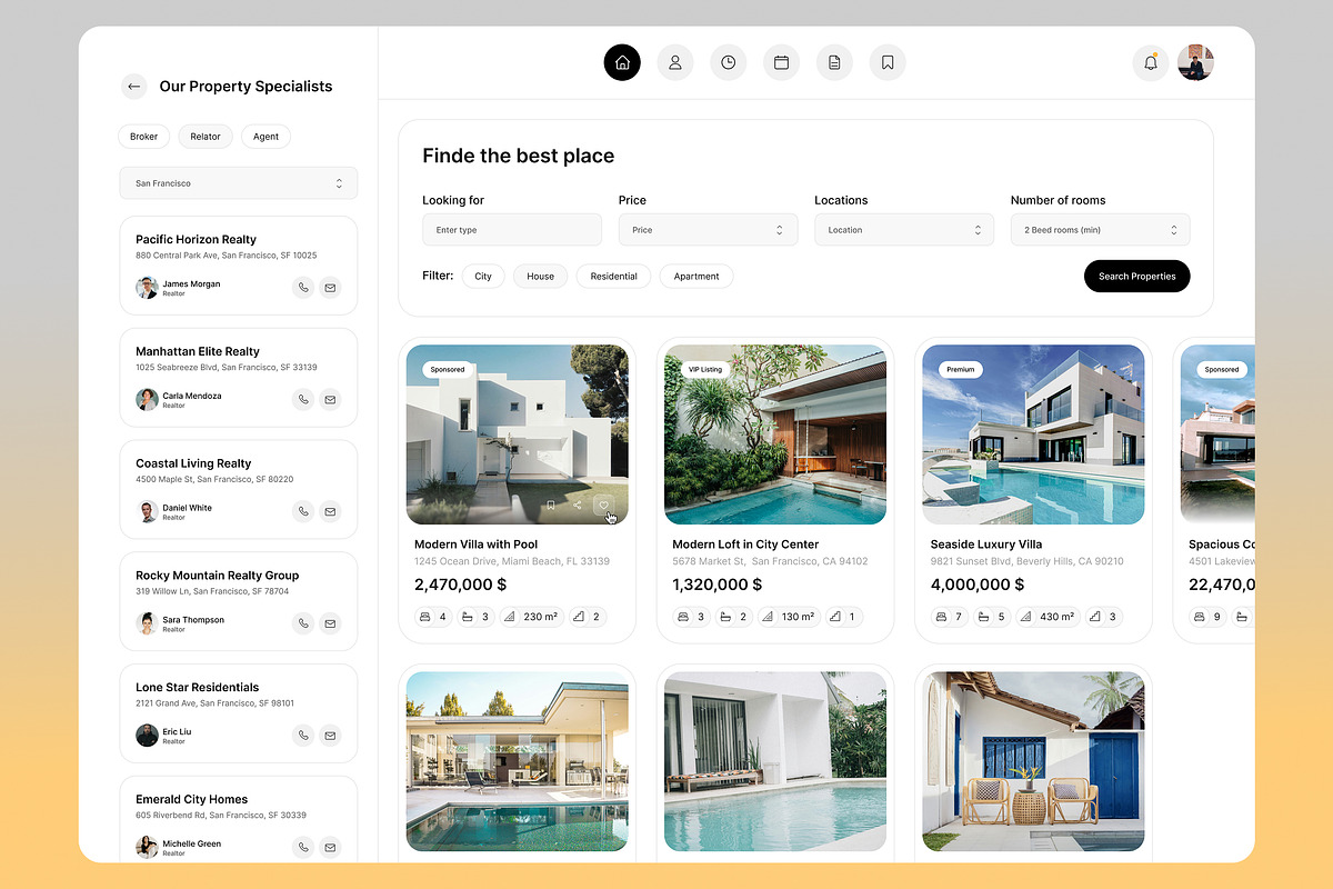 Property Listing & Realtor Dashboard