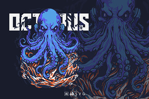 Illustration of Kraken in the Sea, an Animal Illustration by Stock Shape