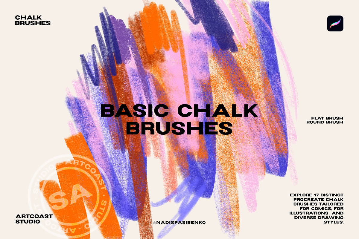 Procreate Basic Chalk Brushes, a Brush Add-On by Spasibenko Art (Photo 3 of 6)