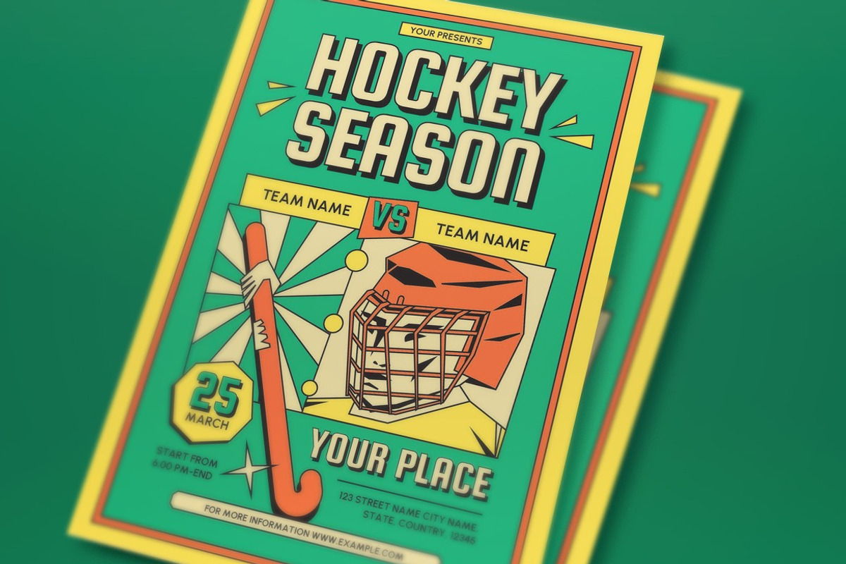 Green Flat Hockey Game Flyer Set, a Flyer Template by graphicook (Photo 2 of 3)