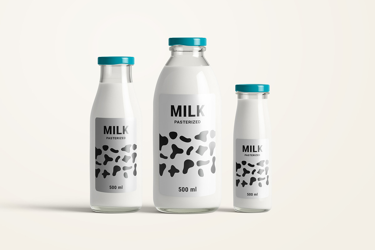 Fresh Milk Glass Bottle Mockup Set, a Product Mockup by PSD Market (Photo 18 of 20)