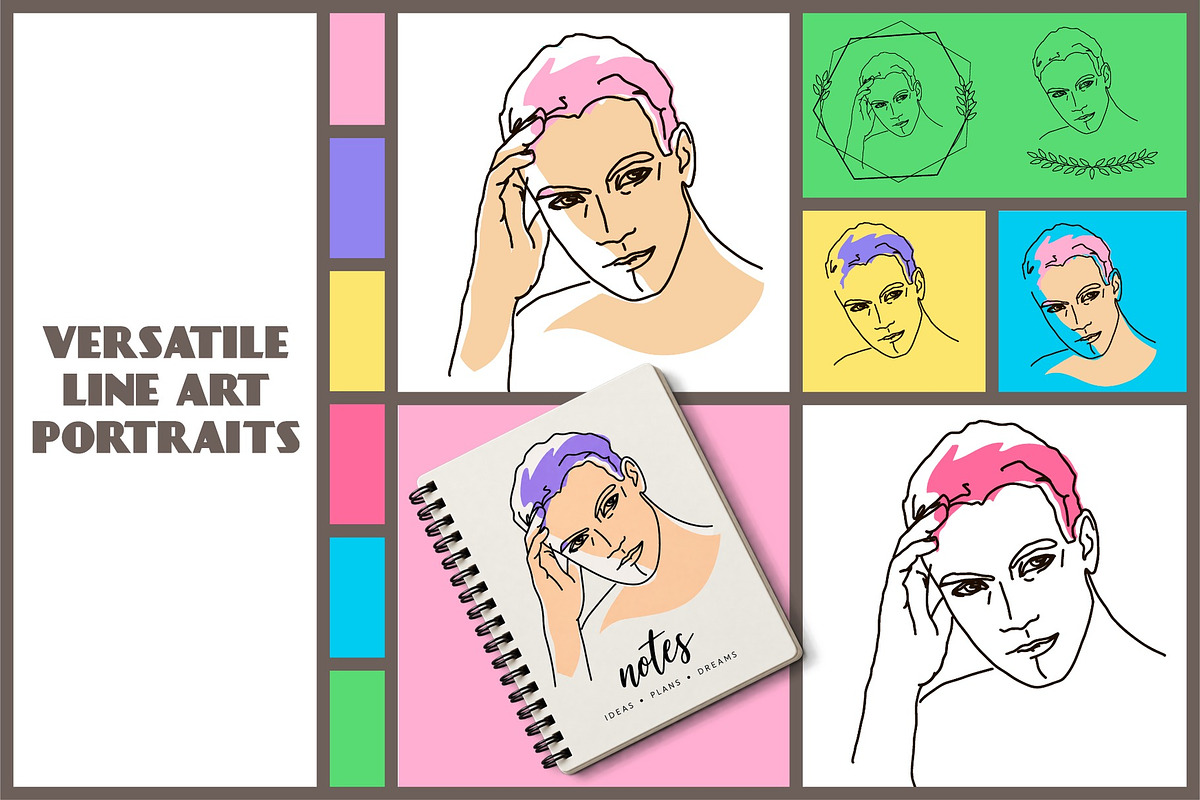 Male Face Line Art Portraits, a Person Illustration by statica (Photo 4 of 11)