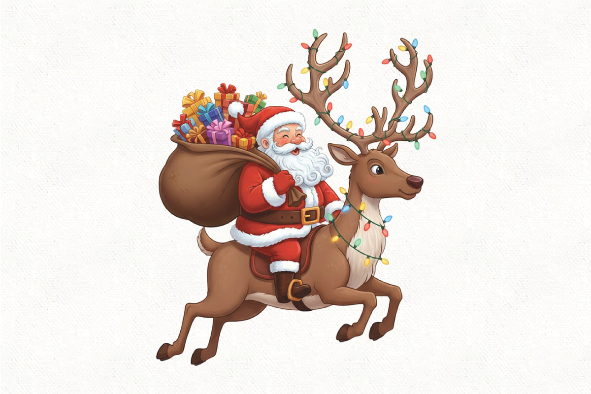 Santa Deer Hunting Christmas PNG, an Illustration by CraftArtStudio (Photo 1 of 4)