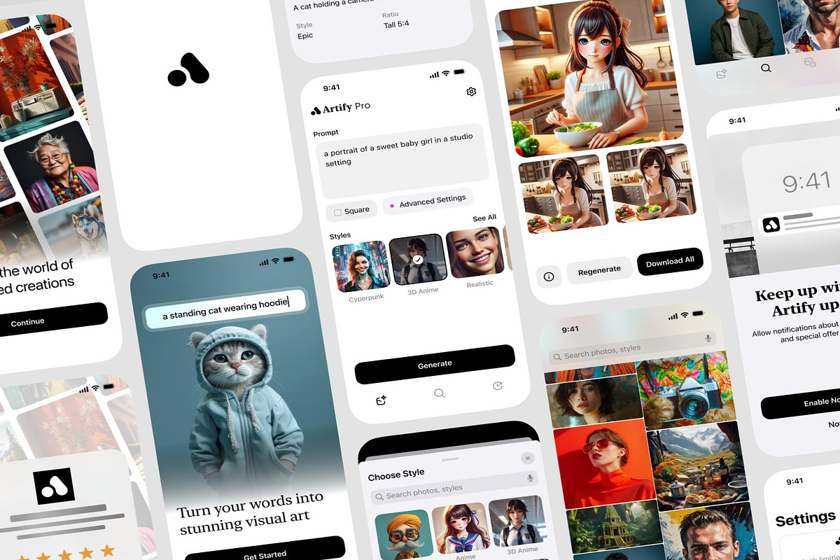 Artify AI Image Generator iOS UI Kit, an UI Kit Template by Creative Perspective (Photo 3 of 6)