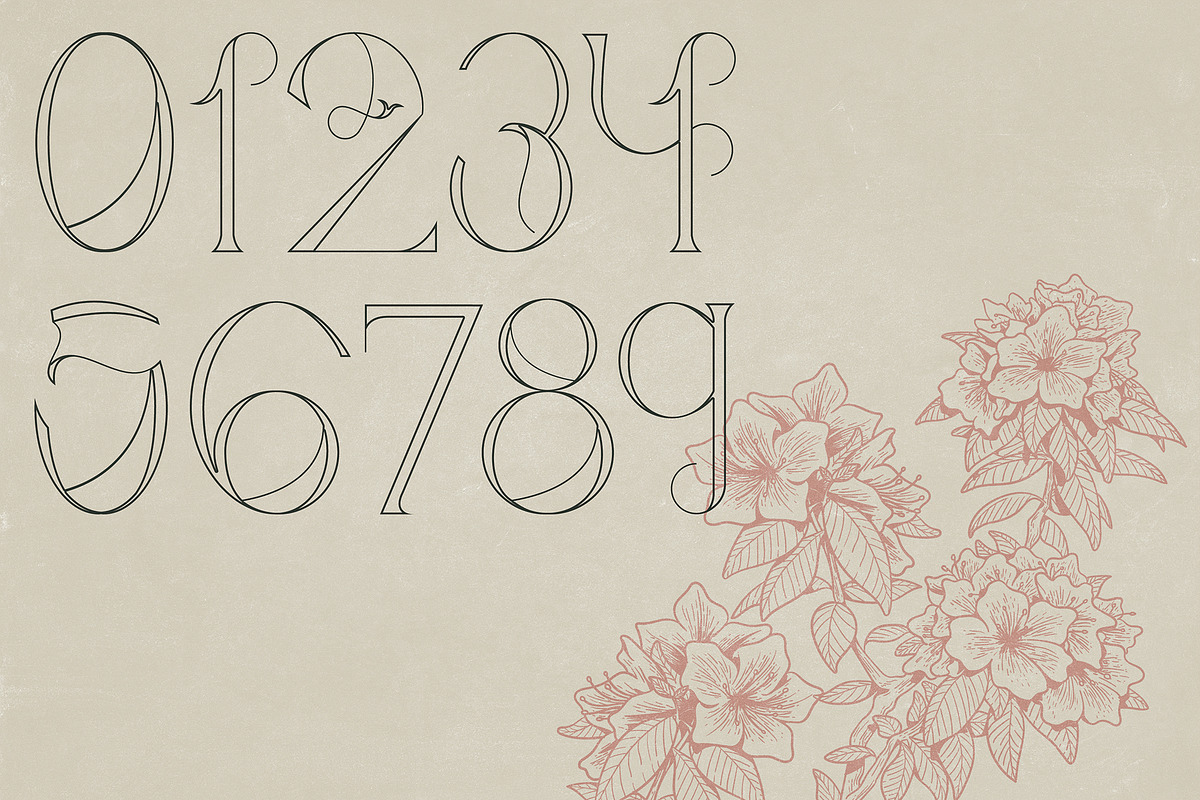 Gladiolus: Elegant Art Nouveau Type, a Serif Font by Megan Mahfoud Studio (Photo 4 of 8)