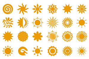 Yellow Sun Icon Set, an Object Illustration by alexdndz