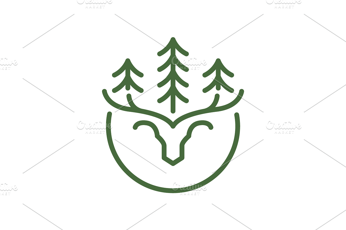 deer head minimalist circle logo, a Branding & Logo Template by devastd