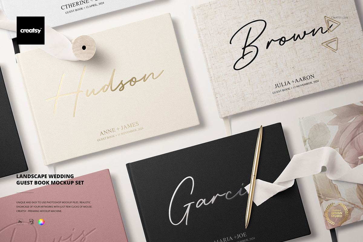 Landscape Wedding Guest Book Mockup, a Books & Magazine Mockup by creatsy5 (Photo 1 of 12)