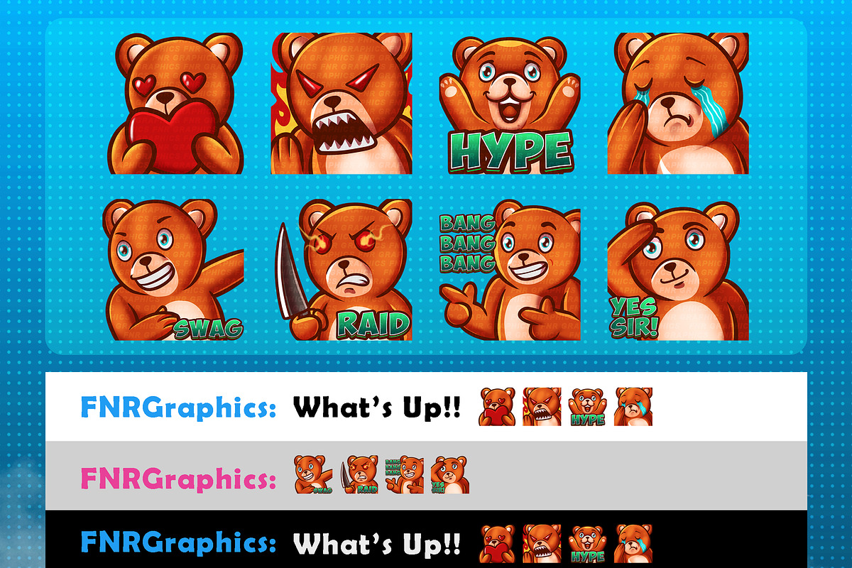 Teddy Bear Twitch emotes, an Illustration by FNR Graphics (Photo 2 of 2)