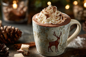 Cozy cup of hot chocolate with cream, a Photo by Beautiful things