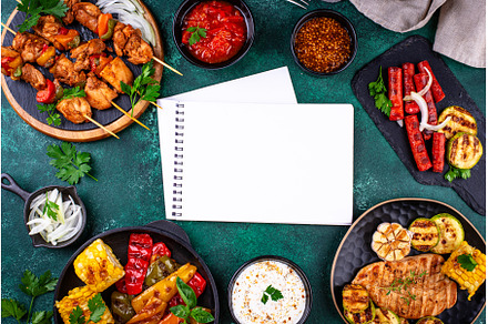 Assortment of grilled bbq meat and