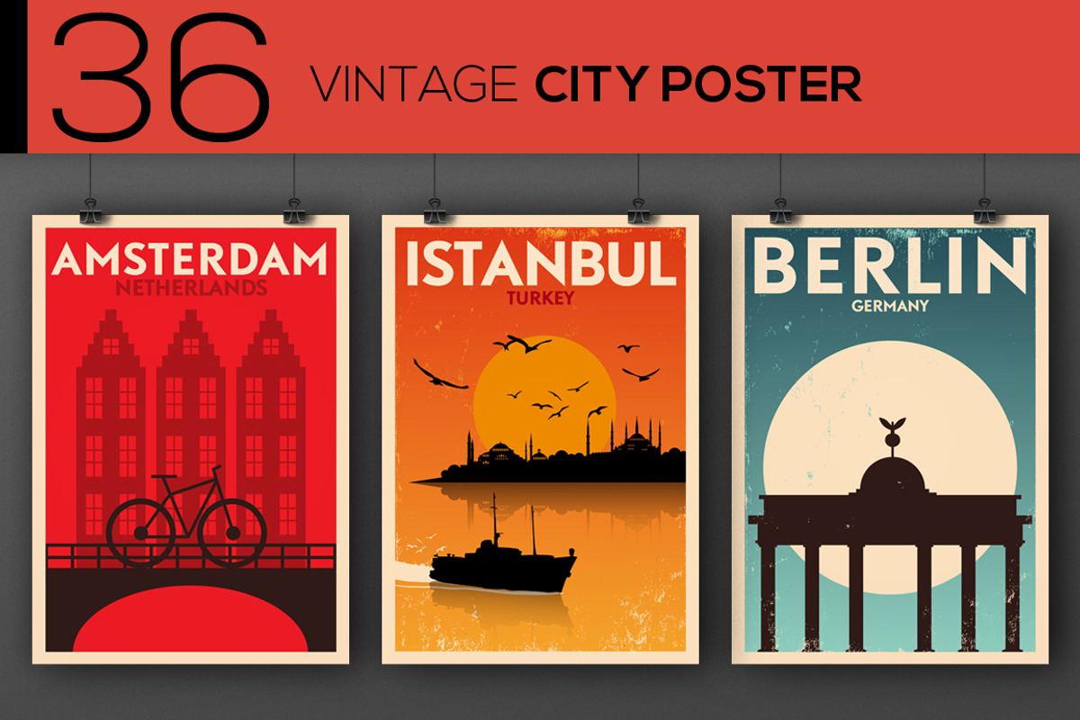 36 - Vintage City Posters, an Illustration by Kursat Unsal (Photo 1 of 2)