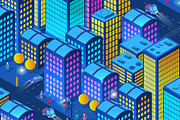 Night neon isometric city, an Object Graphic by AlexZeL (Thumbnail 5 of 9)