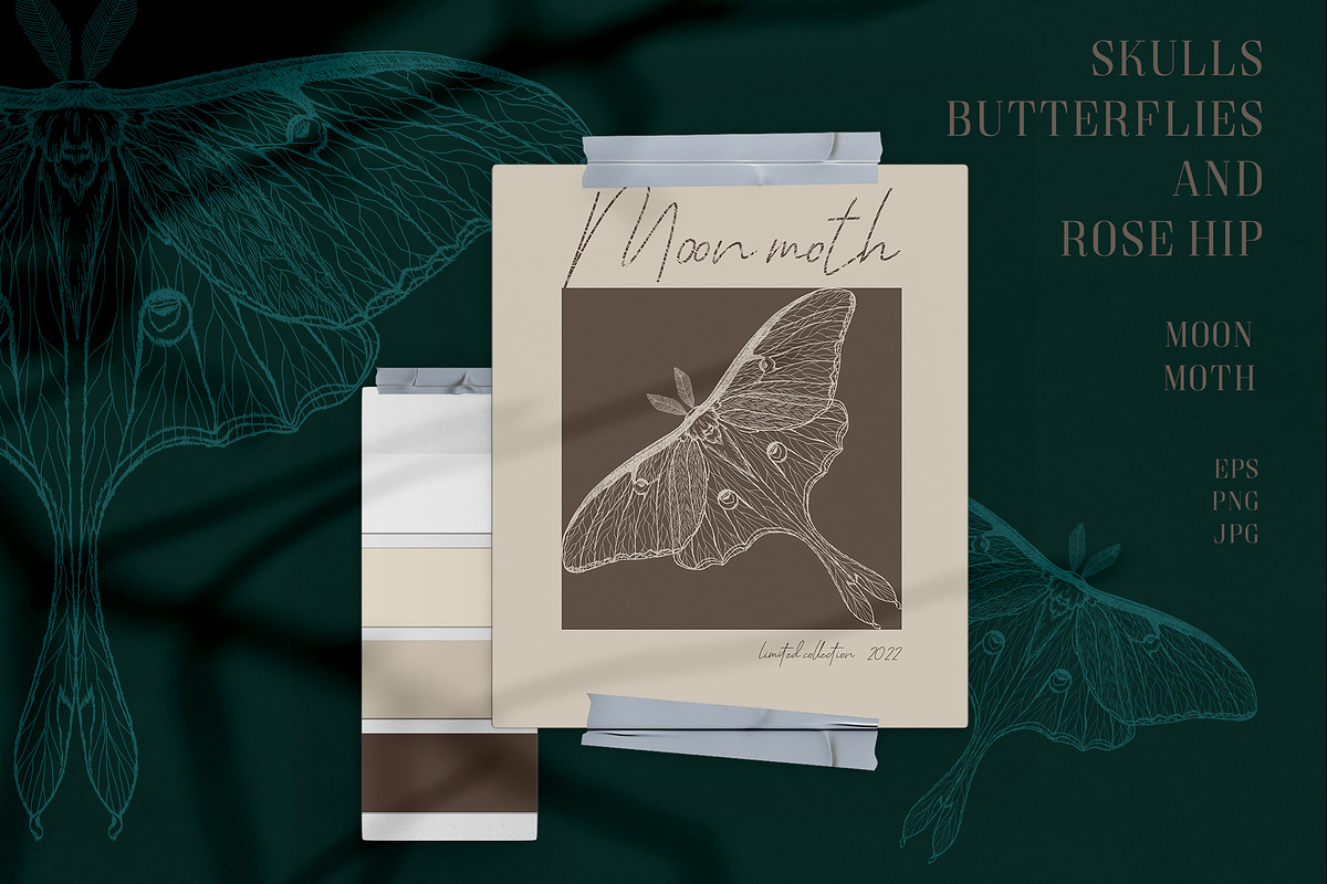 SKULLS, BUTTERFLIES AND ROSE HIP, a Texture Illustration by LanaDzi (Photo 6 of 12)
