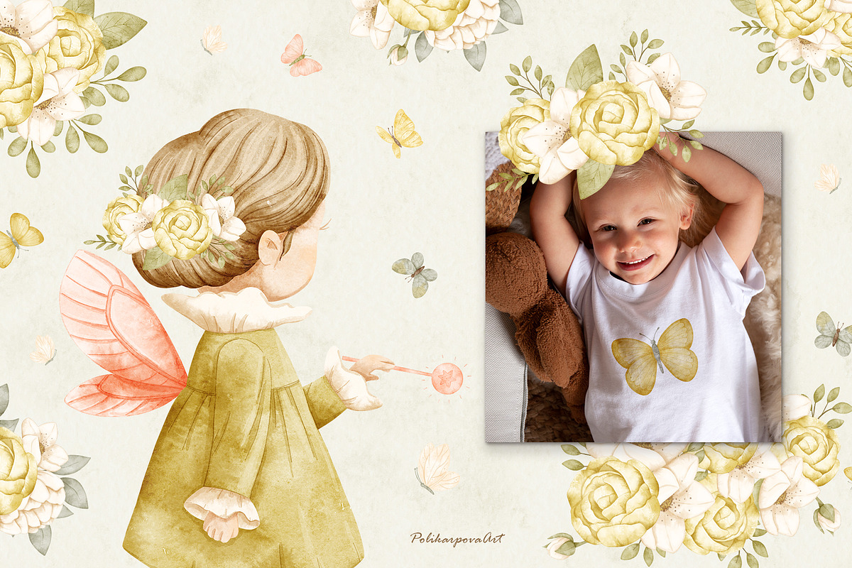 Watercolor FAIRY and flowers, an Illustration by polikarpovaart (Photo 8 of 15)
